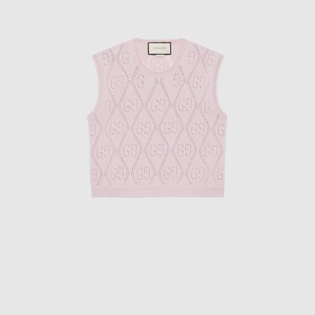 GG Perforated Knit Wool Crop Vest In Light Pink | GUCCI® Canada