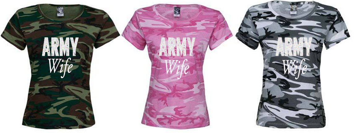 Army Wife Bling Camouflage T Shirts