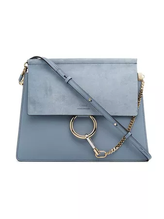 Chloé Blue Faye Medium Leather And Suede Shoulder Bag - Farfetch