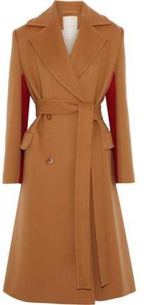 Belted Two-tone Wool And Cashmere-blend Coat