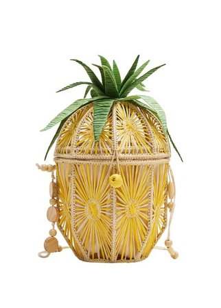 MANGO Pineapple raffia bag
