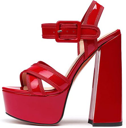 *clipped by @luci-her* High Heel Sandals Platform Ankle Strap Chunky Heels Comfortable Peep Toe