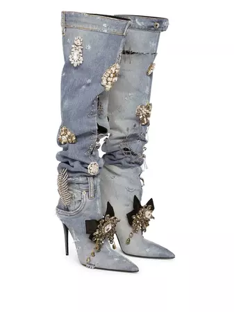 Dolce & Gabbana crystal-embellished knee-high Boots - Farfetch