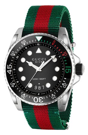 Gucci Dive Nylon Strap Watch, 45mm | Nordstrom