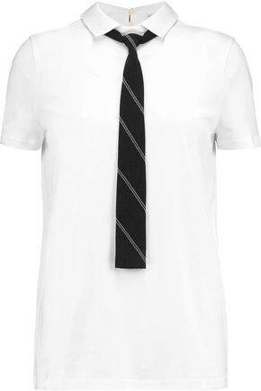 Tie-front Cotton-jersey T-shirt