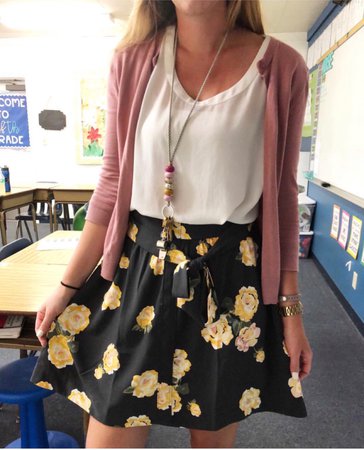 teacher - floral skirt