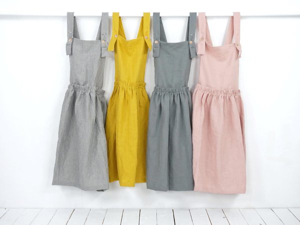 Linen pinafore dress. Linen apron dress. Linen Pinafore. | Etsy