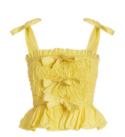 yellow top with ribbons