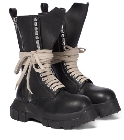 Rick Owens - Leather combat boots | Mytheresa