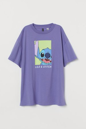 Oversized T-shirt - Purple/Lilo & Stitch - Ladies | H&M