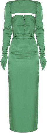 Lado Bokuchava Corset-Inspired Satin Detachable-Sleeve Gown Size: S