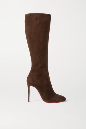 Brown Eloise 100 suede knee boots | Christian Louboutin | NET-A-PORTER