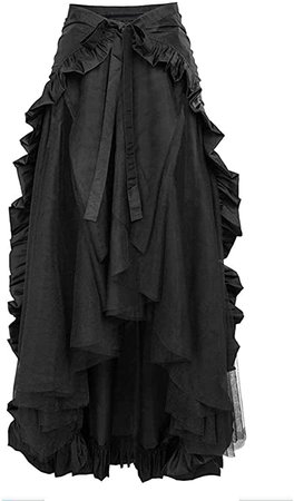 RED DOT BOUTIQUE - 970 - Plus Size Steampunk Gothic Asymmetrical High Low Ruffle Skirt (3X / 4X, Black) at Amazon Women’s Clothing store
