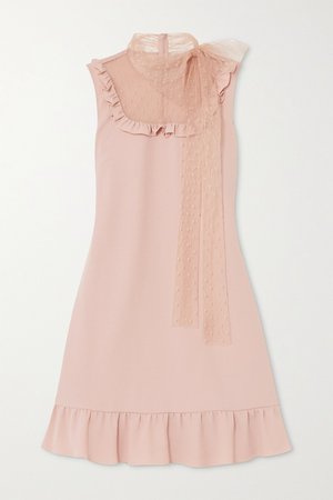 Blush Ruffled crepe and point d'esprit tulle mini dress | REDValentino | NET-A-PORTER