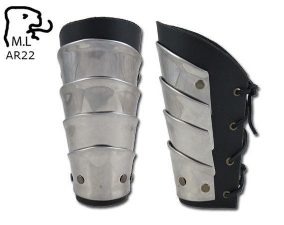 bracer Medieval knight stainless steel Armor leather Larp | Etsy