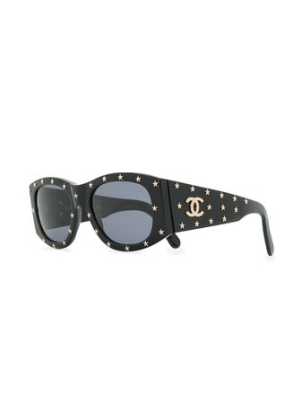 Chanel Pre-Owned star-studded rectangular-frame Sunglasses - Farfetch