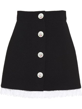 Miu Miu Lace Trim Bouclé Tweed Skirt