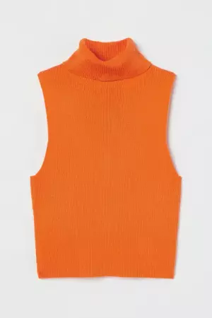hm Sleeveless, turtleneck top in soft, rib-knit fabric