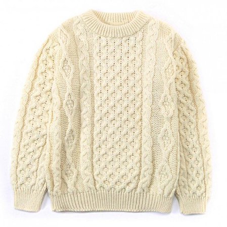 O'Connell's Irish Fisherman Aran Sweater - Natural - Men's Clothing, Traditional Natural shouldered clothing, preppy apparel