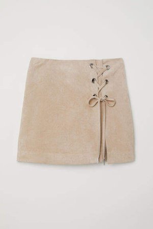 Skirt with Lacing - Beige