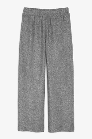 Glitter high waist trousers - Silver glitter - Trousers & shorts - Monki BE