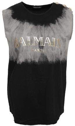 Distressed Printed Tie-dyed Cotton-jersey Tank