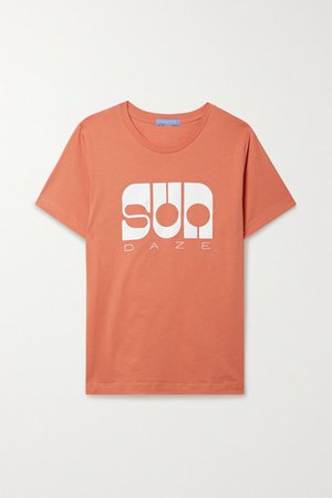 Printed Cotton-jersey T-shirt - Orange