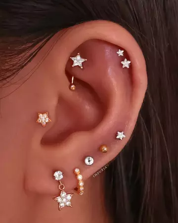 Star Dangle Helix Piercing Earring Stud Flat Cartilage Tragus Jewelry – Impuria Ear Piercing Jewelry