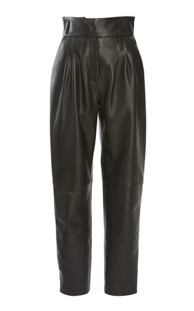 Tapered Leather Pants Size: 38