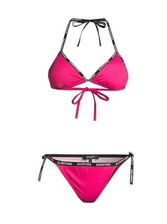 Shop Balmain 2-Piece Logo Triangle Bikini Set | Saks Fifth Avenue