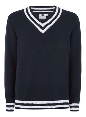 Navy Textured V Neck Sweater - New Arrivals - New In - TOPMAN USA