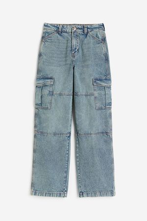 Denim cargo trousers - Light denim blue - Ladies | H&M US