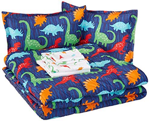 Amazon.com: AmazonBasics Easy Care Super Soft Microfiber Kid's Bed-in-a-Bag Bedding Set - Full / Queen, Multi-Color Dinosaurs: Home & Kitchen