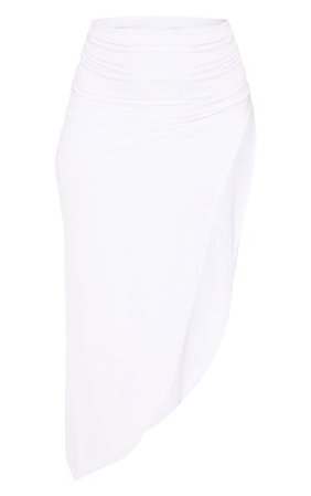 White Ruched Side Split Midaxi Skirt | Skirts | PrettyLittleThing USA