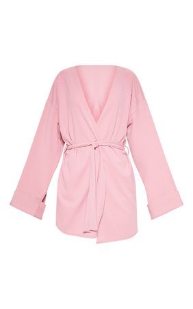 Pink Belted Oversized Sleeve Blazer | PrettyLittleThing