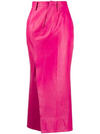 Marni Leather Fitted Long Skirt GOMX0263UYLV855 Pink | Farfetch