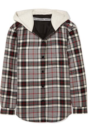 Alexander Wang | Checked wool-flannel and cotton-jersey jacket | NET-A-PORTER.COM
