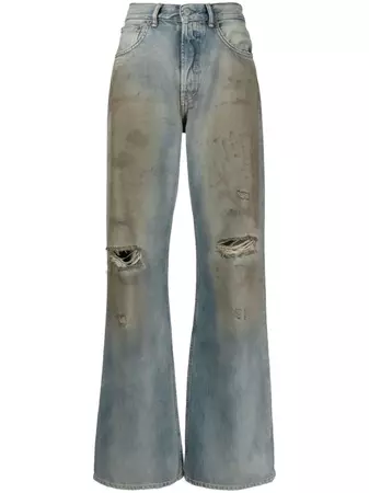 Acne Studios ripped-detailing wide-leg Jeans - Farfetch