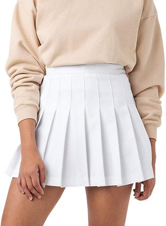 Amazon.com: Women Girls High Waisted Pleated Skater Tennis School A-Line Skirt Uniform Skirts with Lining Shorts (A-White, X-Small): Clothing