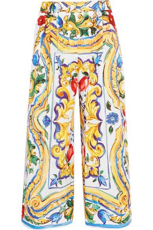 Dolce & Gabbana - Printed cotton-poplin culottes