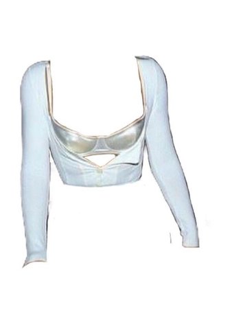 Baby blue and silver metallic long sleeve brassiere top