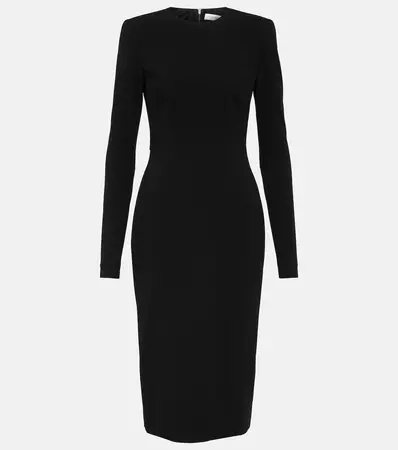 Wool Crepe Midi Dress in Black - Victoria Beckham | Mytheresa