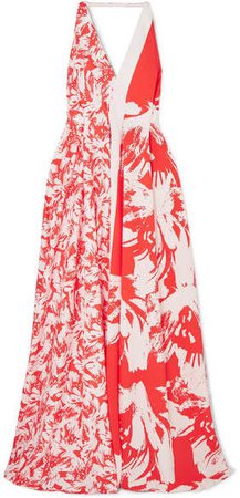 Berkeley Printed Cloqué Gown - Red