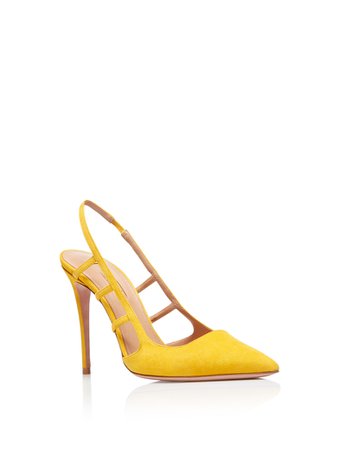 AQUAZZURA - Carlyle Pump 105 - SPORTY YELLOW - SUEDE LEATHER