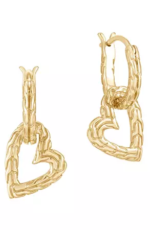 John Hardy Classic Chain 14K Gold Heart & Huggie Hoop Earrings | Nordstrom
