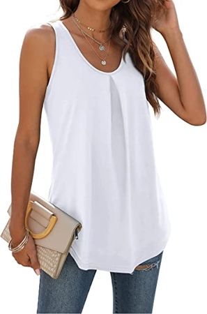 WIHOLL Tank Tops for Women Loose Fit Summer Tops V Neck Sleeveless Tanks Trendy at Amazon Women’s Clothing store
