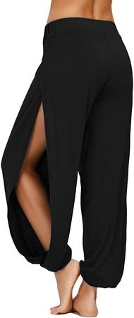 AvaCostume High Slit Harem Pants Women Hippie Harem Pants Trousers Black XL at Amazon Women’s Clothing store