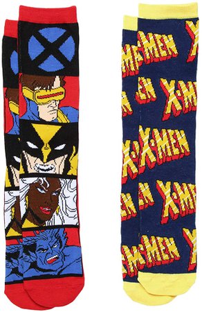 Amazon.com: X-Men Retro Stack & Logo 2-pack Adult Crew Socks: Clothing