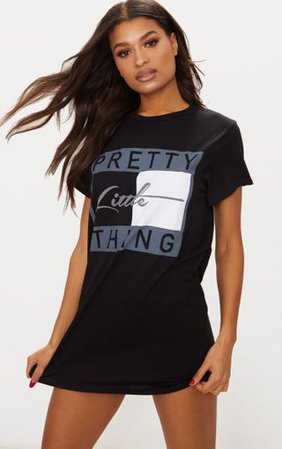 Prettylittlething Black T Shirt Dress | PrettyLittleThing