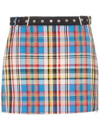 Marques'almeida belted check mini skirt